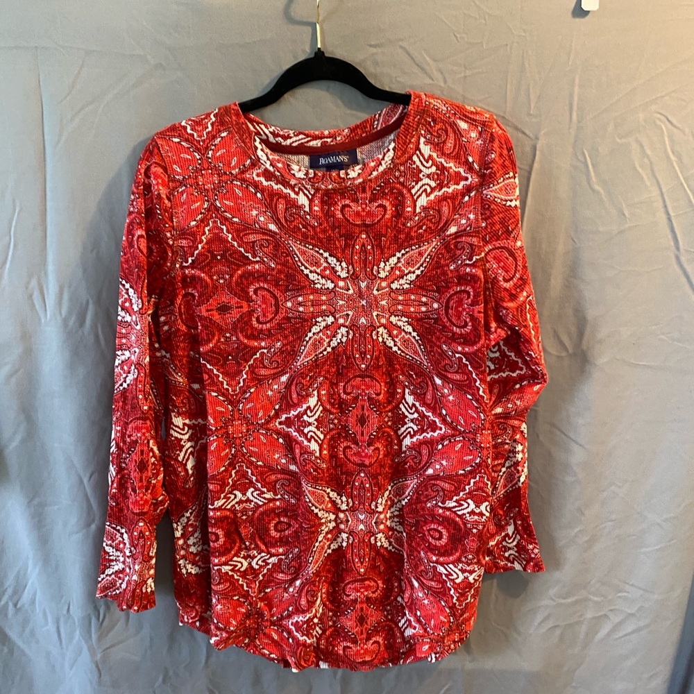 Roaman's Red Paisley Long-Sleeve Tee